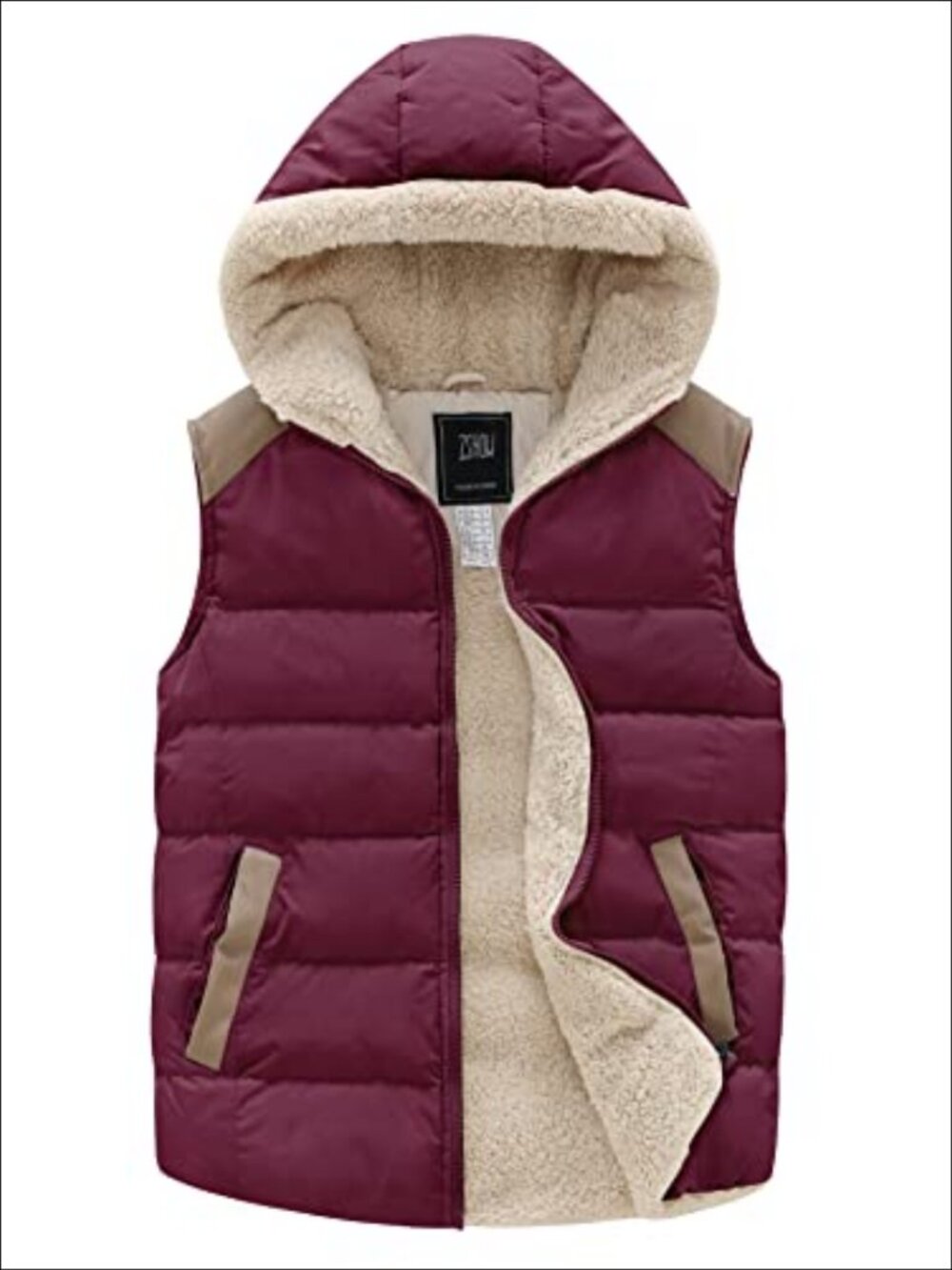 ZSHOW Women's Quilted Puffer Vest Fleece Lined Hooded Winter Outerwear